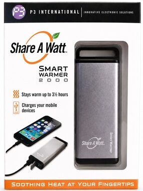 Hand Warmer + Power Bank NIB USB Share A Watt Smart Warmer 2000